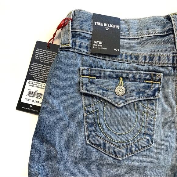True Religion Jayde Distressed Denim Shorts 24 - Picture 5 of 8